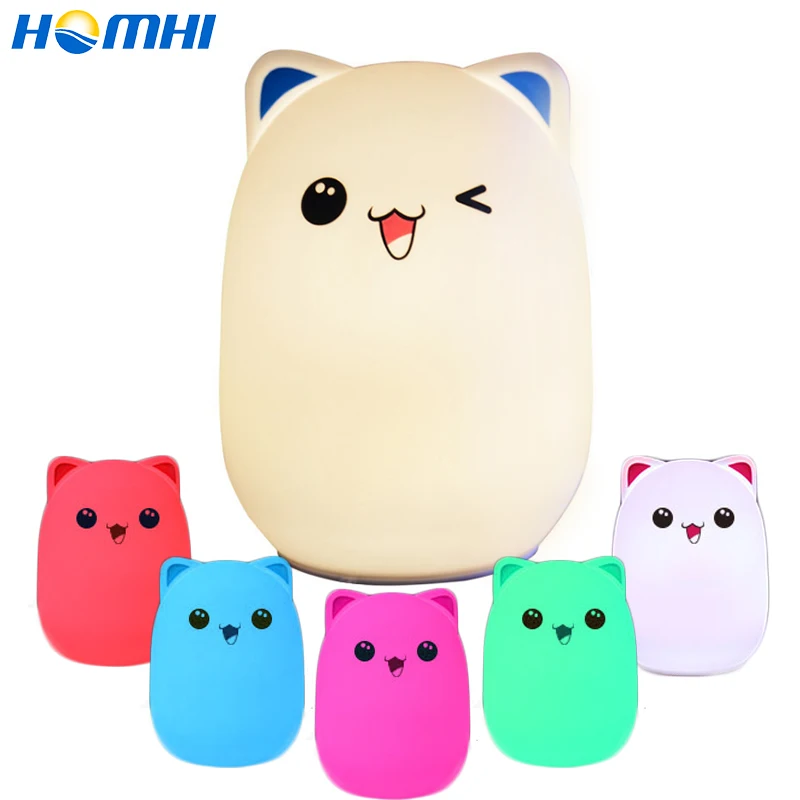 Ночной светильник для детей с рисунком кота из мультфильма Led медведь настроение