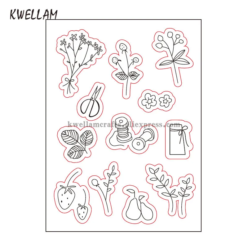 Клубника цветы листья Скрапбукинг DIY фото карты резиновая фотография 10x15 см KW8011230