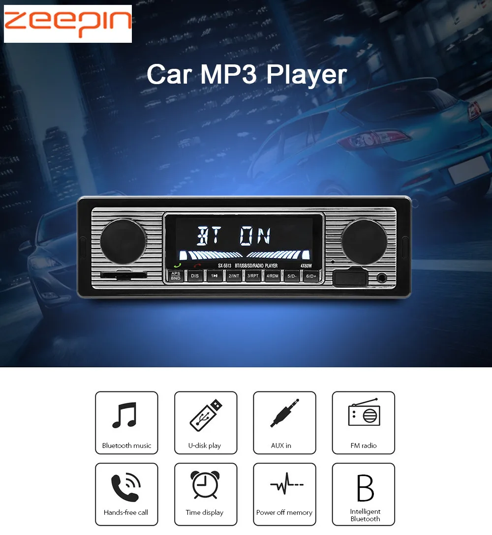 5513 Автомобильный MP3-плеер Bluetooth Hands-Free вызова FM радио музыкальный плеер с время