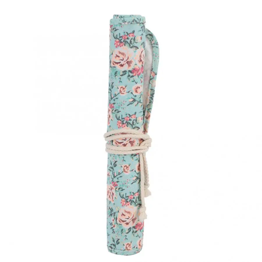 Pencilcase школьные принадлежности цветочный рулон печати макияж карандаш занавес