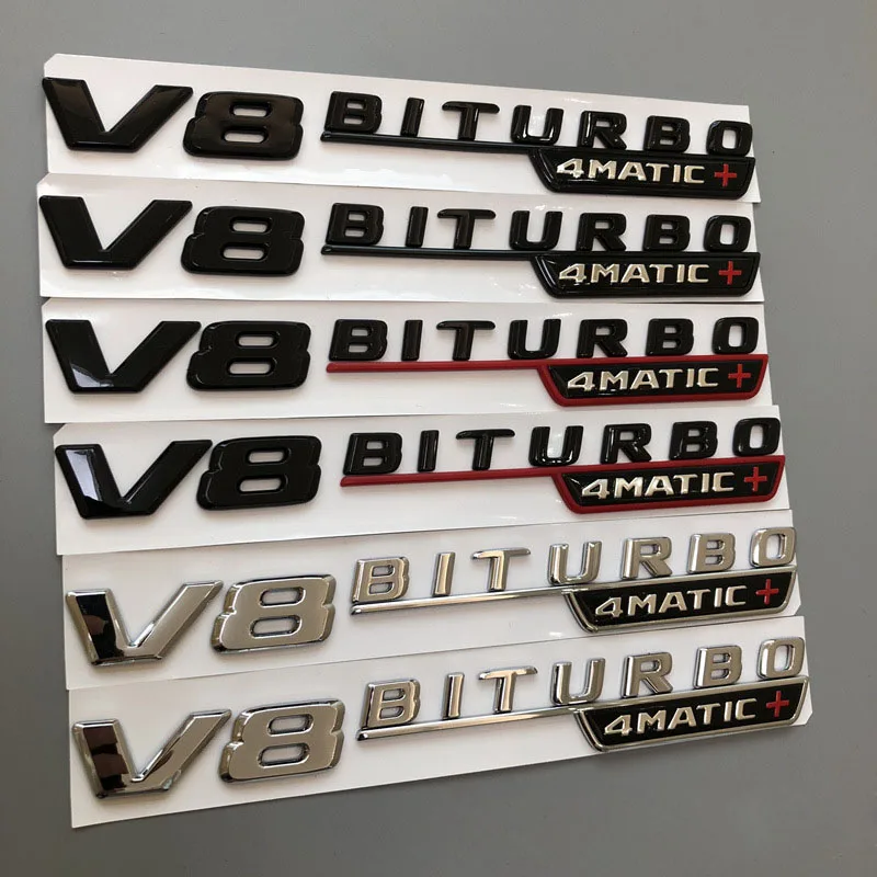 Наклейка на эмблему крыла автомобиля V8 BITURBO 4matic + для Mercedes Benz AMG W117 Cla45 W205 C63 W212 E63 W207