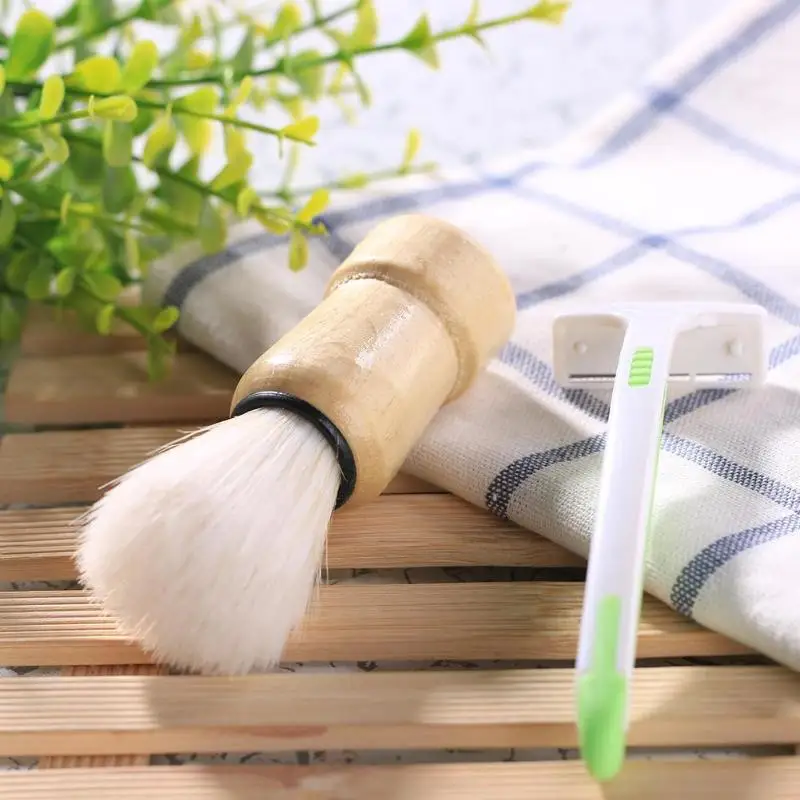 New Men Shaving Brush Salon Facial Beard Shave Tool Razor Cleaning Appliance with Wood Handle Dropshipping | Красота и здоровье