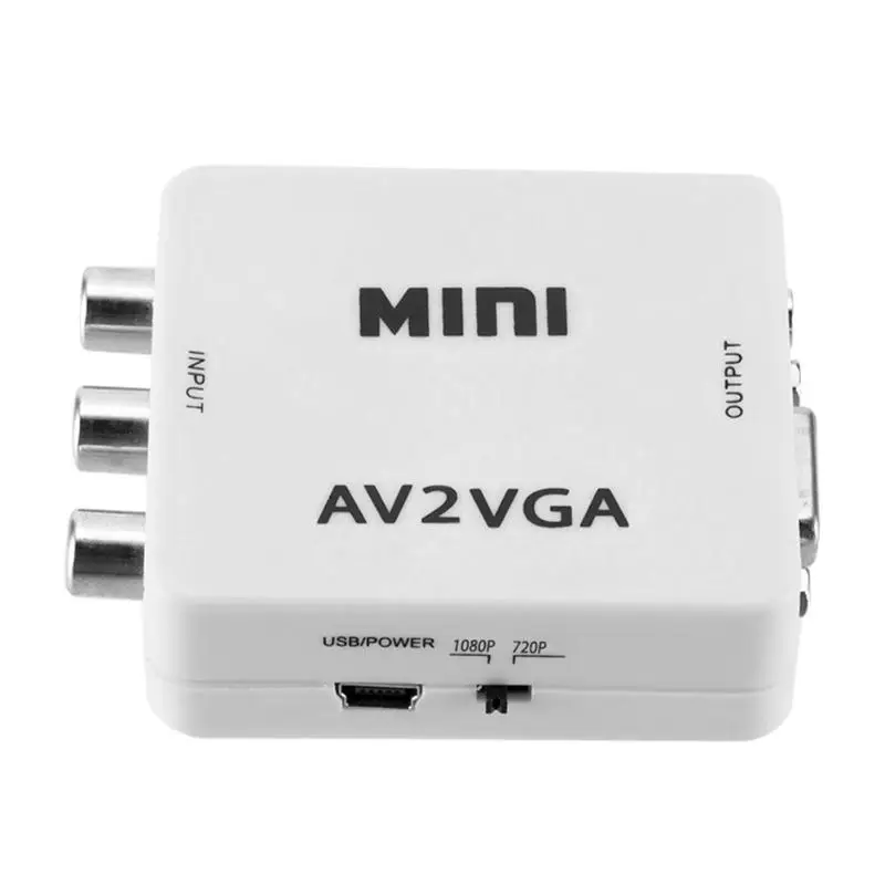 Mini HD AV2VGA Video Converter Box AV RCA CVBS to VGA HDTV Adapter for Set Top |