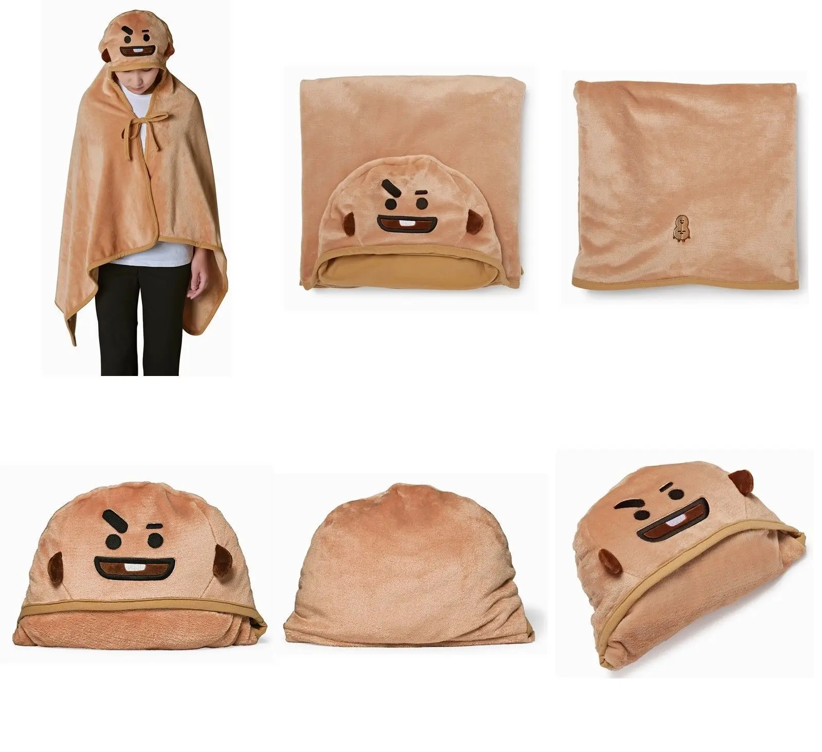 THEFOUND Новая мода милый BTS BT21 Официальный Аутентичные товары с капюшоном одеяло