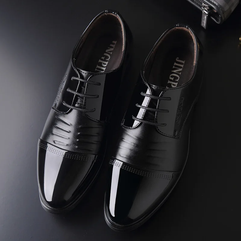 AlexBu New Men Dress Shoes Leather Man Classic Wedding Fashion Footwear Oxfords Pointed Toe Casual Shoe Lace Up | Обувь