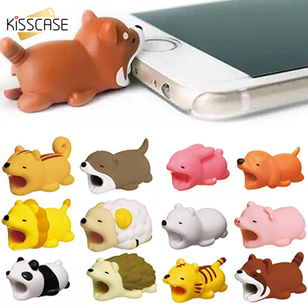 Милая защита кабеля KISSCASE в виде животного для телефона кабель iPhone Samsung управление