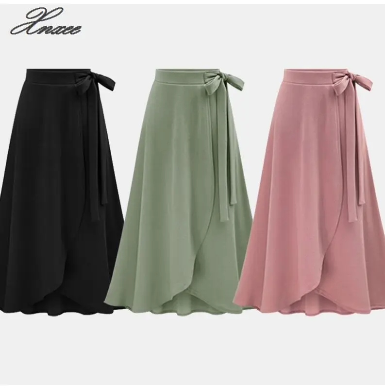 

Chiffon Ruffle Women's Long Skirt High Waist Bowtie Split Irregular Maxi Skirts Womens Spring Summer Office Clothes Women