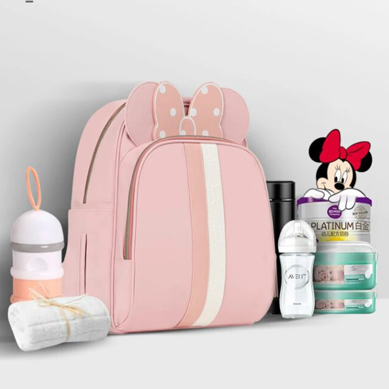 Disney Brand Diaper Bag Usb Heating Insulation For Bottle Bag Maternity Backpack For Babies Pu Waterproof Nappy Bag Mickey Mouse