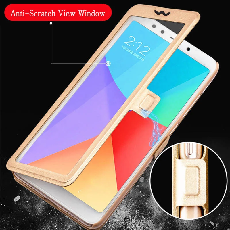 Вид окна флип чехол для Xiomi redmi note 5A/5A prime/5 prime кожаный на застежке xiaomi подставки