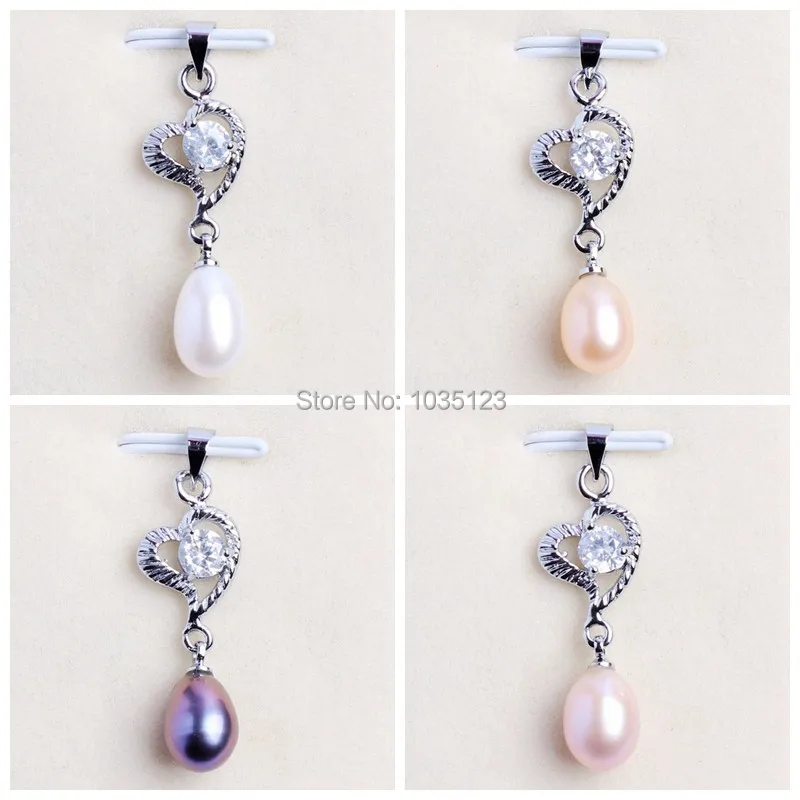 

7-9mm Pretty Natural 4 Color Freshwater Pearl Fashion Pendant wj177