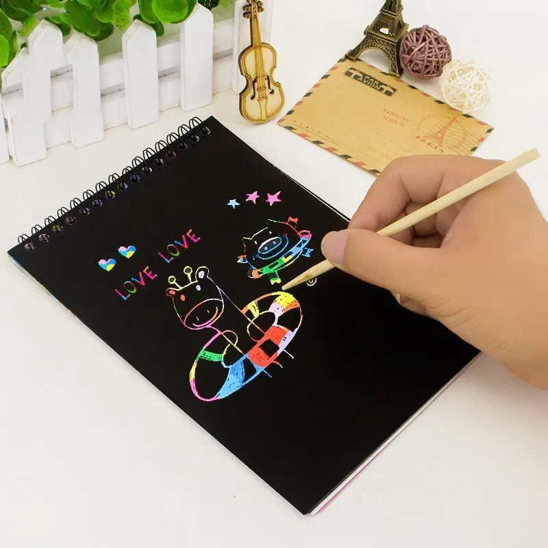 

Creative Black Cardboard DIY Sketch Notes Colored Sketchbooks School Stationery Supplies Kids Drawing Painting Material 016043