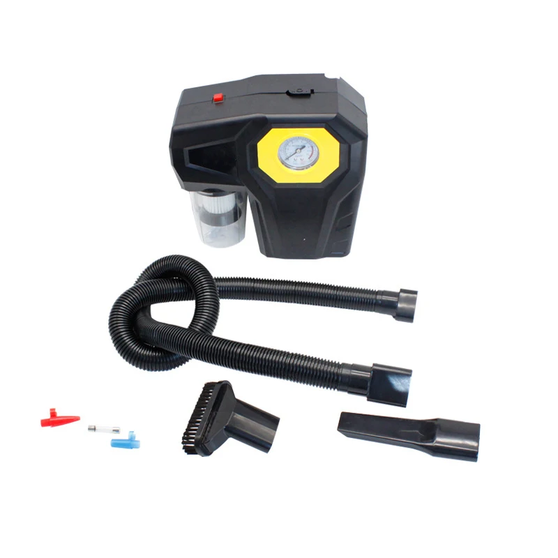 

12v Car Tyre Inflator Portable Four-in-one Air Compressor Pump Vacuum Cleaner Emergency Lighting Tire Pressure Measurement