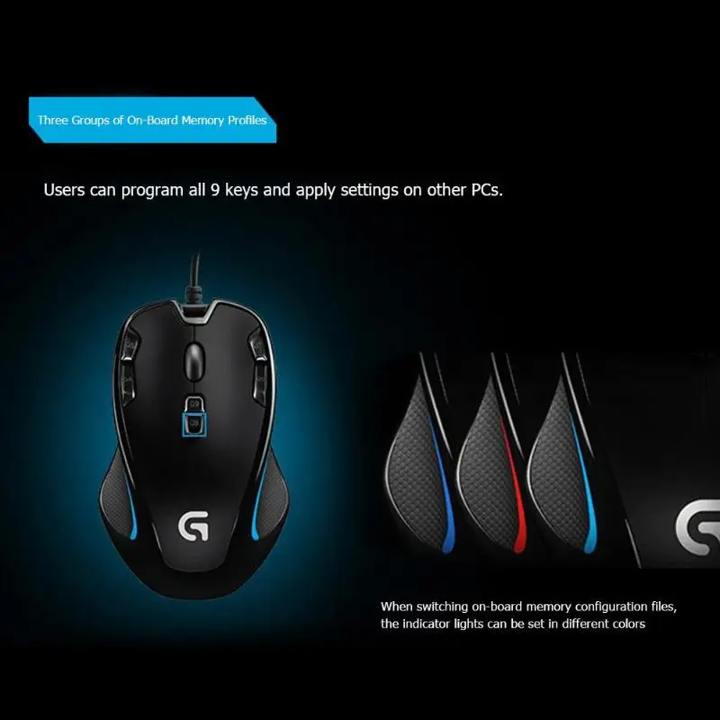 Оптическая игровая мышь Logitech G300s проводная с 9 программируемыми кнопками 2500 DPI 7