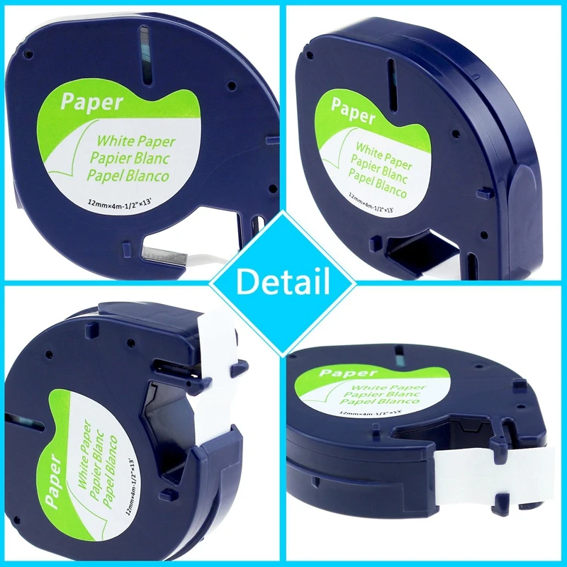5 шт. LetraTag 91330 91200 91220 12 мм Совместимость для Dymo Letratag бумажная лента LT91330 черный на