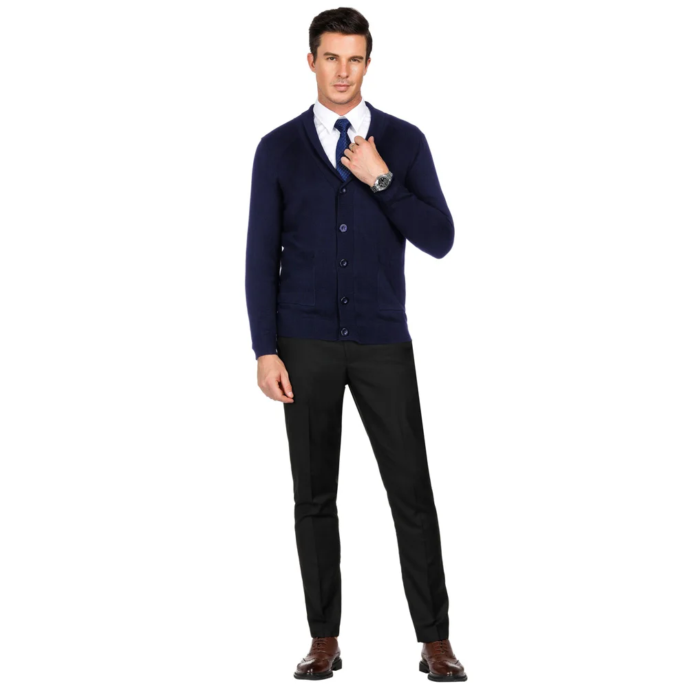 PJ Мужской кардиган с v-образным вырезом и воротником на пуговицах повседневный