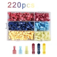 220pcs t tap quick splice wire connector electrical wire crimp terminals and insulated male quick disconnect terminals