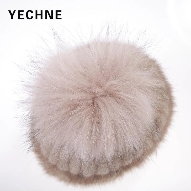 Женская зимняя вязаная шапка YECHNE из натурального меха норки|Женские Skullies и