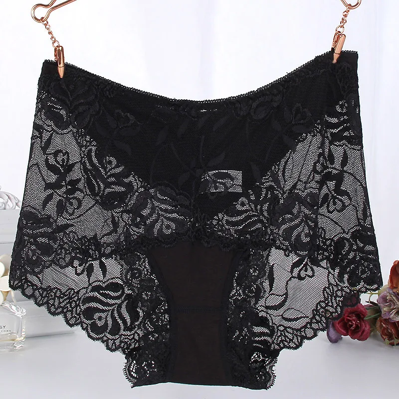 3Pcs/lot women panties Fat Mm Will Code Nothing Trace Sexy Transparent Lace Underpants Woman Pure Cotton Triangle |