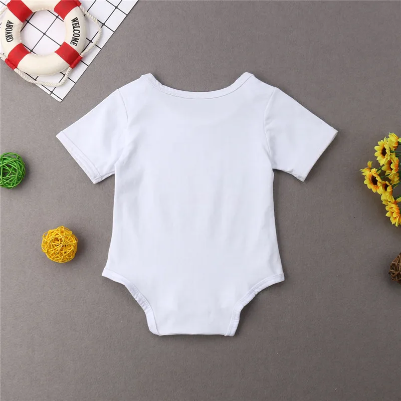 Casual Newborn Baby Boys Girls 100%Cotton Bodysuit Short Sleeves O-Neck Funny Letter Printed Jumpsuit Summer Clothes 0-18M | Детская