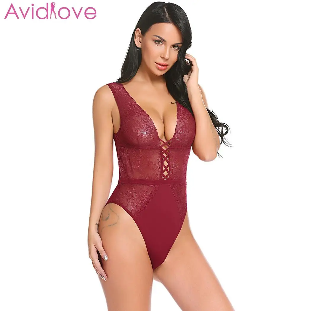 Avidlove сексуальное боди Женское Белье для сна женское с v образным вырезом без