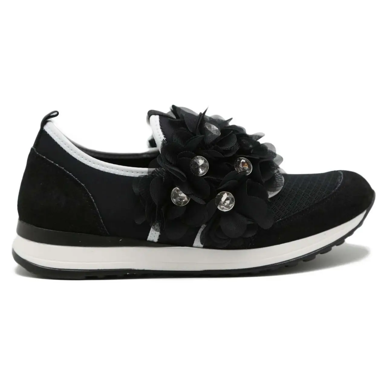 FRANCESCO MILANO WOMAN SYNTHETIC LOW JOGGING с черными цветами для женщин MILANO.|Женские кроссовки и