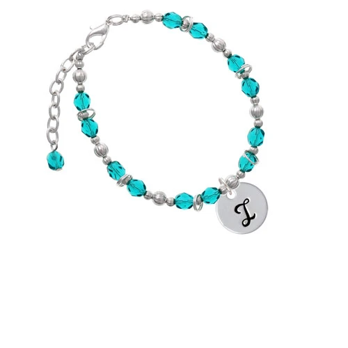 Silvertone большой файл письма I 3/4 ''Disc Teal бисерный браслет| |