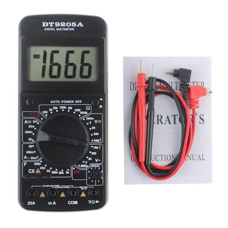 DT9205A портативный цифровой мультиметр AC DC ЖК дисплей Профессиональный