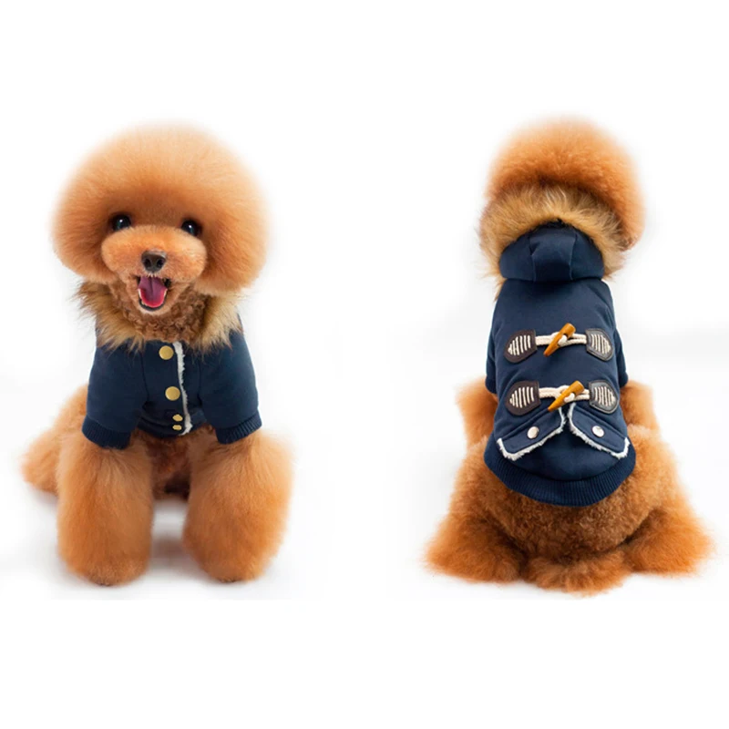 Abrrlo Dog Winter Clothes Horn Buckle Cotton Coat warm Hooded Pet Cat Parkas Small Yorkshire Dachshunds Costume SM L XL XXL |