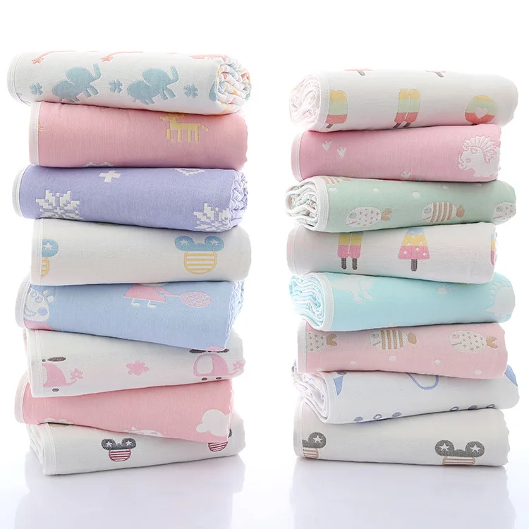 Isa kids Muslin Blanket 6Layers Etamine Newborn Baby Swaddling Infant Cartoon Cotton bath towel swaddle 110*110cm |