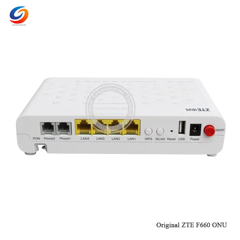 100% абсолютно новый и оригинальный ZTE F660 2POTS + 4LAN 1USB 1WiFi GPON ONU совместимый FTTH