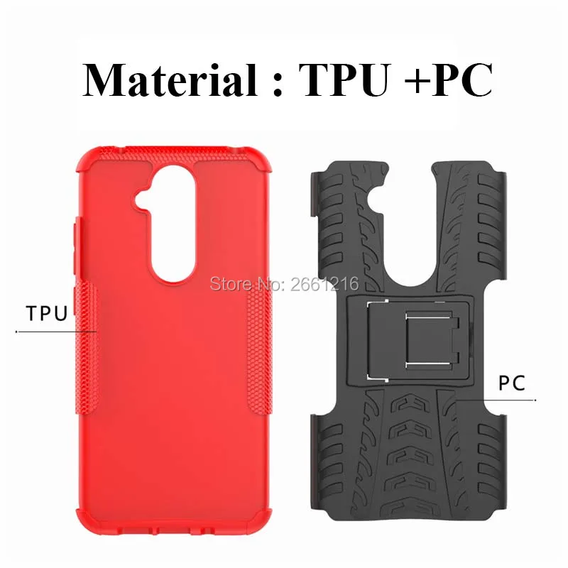 For Nokia 8.1 (Nokia X7) TA-1131 6.18&quot Dazzle Shockproof Soft Silicone &amp Hard Plastic Dual Armor Back Case Stand Holder Cover |