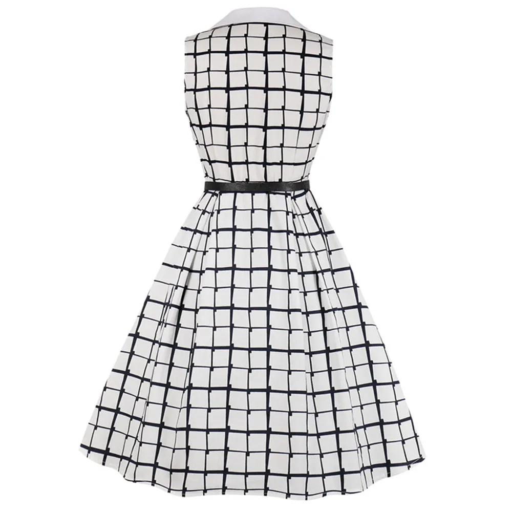 Офисное платье без рукавов Joineles хлопковое летнее в стиле ретро с отложным