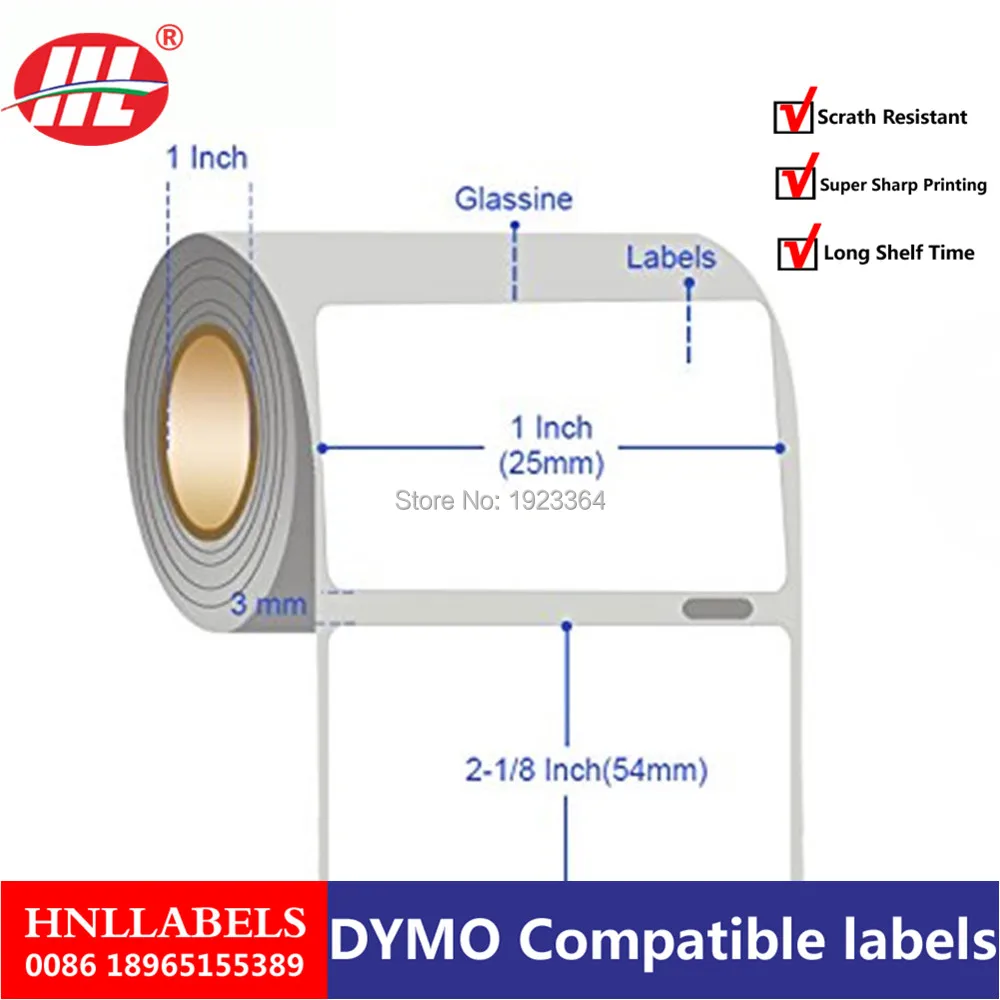 Dymo 30336 Совместимость с DYMO LabelWriters 330 400 450 Twin Turbo Duo 1 &quotx 2 1/8&quot 25 мм * 54 500