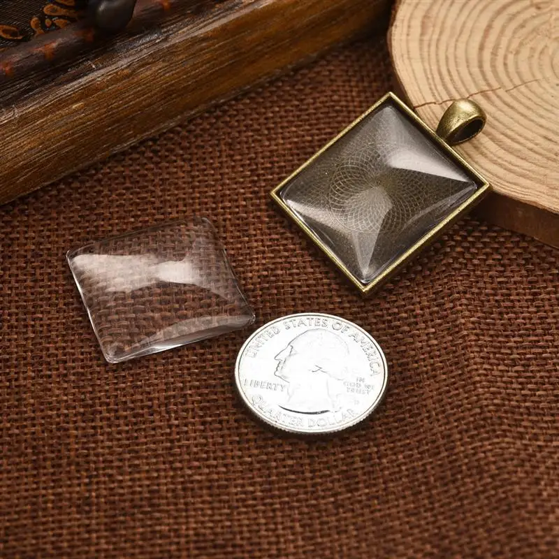 5 шт. квадратное ожерелье основа Подвески Подходит 25 мм стекло Cabochons кулоны в