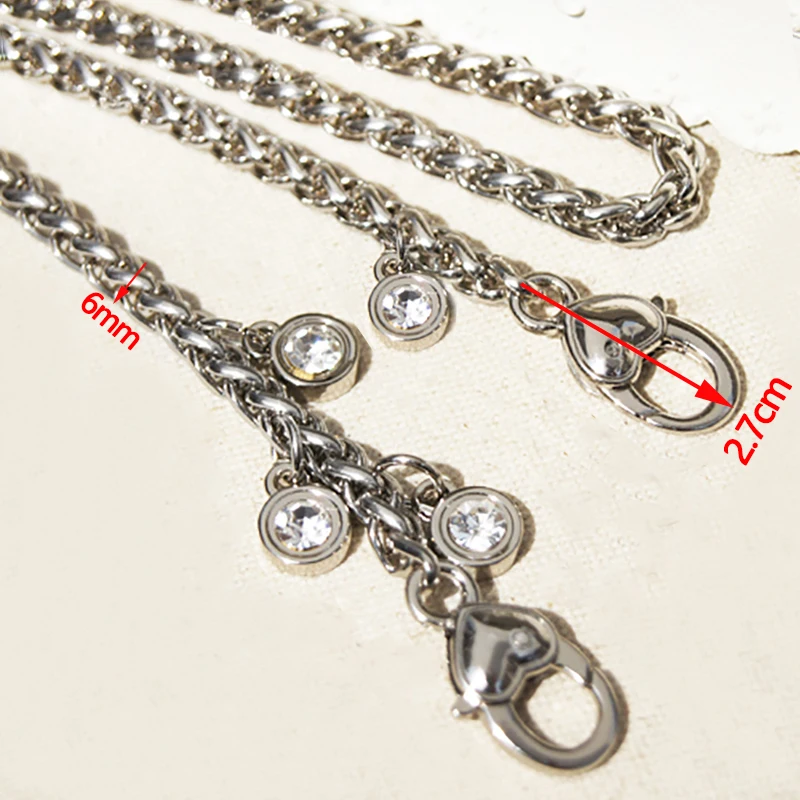 

Diy Accessories 40 Cm - 150 Cm Mode 6mm Silver Chain Shoulder Strap Replacement For Mini Handbags, Wallets, Purse Handles