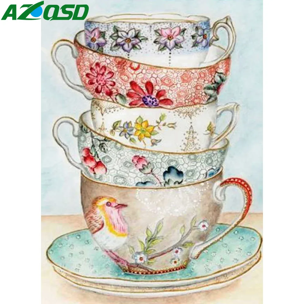 AZQSD 5D алмазная вышивка кофейная чашка мозаика стразы картины настенное искусство