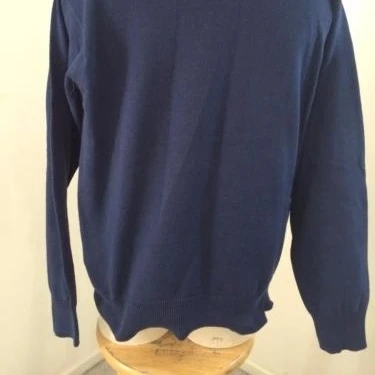 IZOD mens sweater L large blue argyle v neck long sleeve 100% cotton |