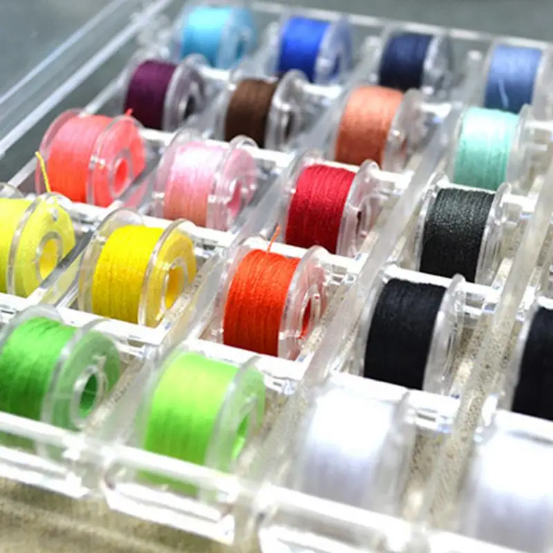 36 шт. Coloful сетки ясно с Case Craft катушки бобины нитки швейная машина комплект|Нитки