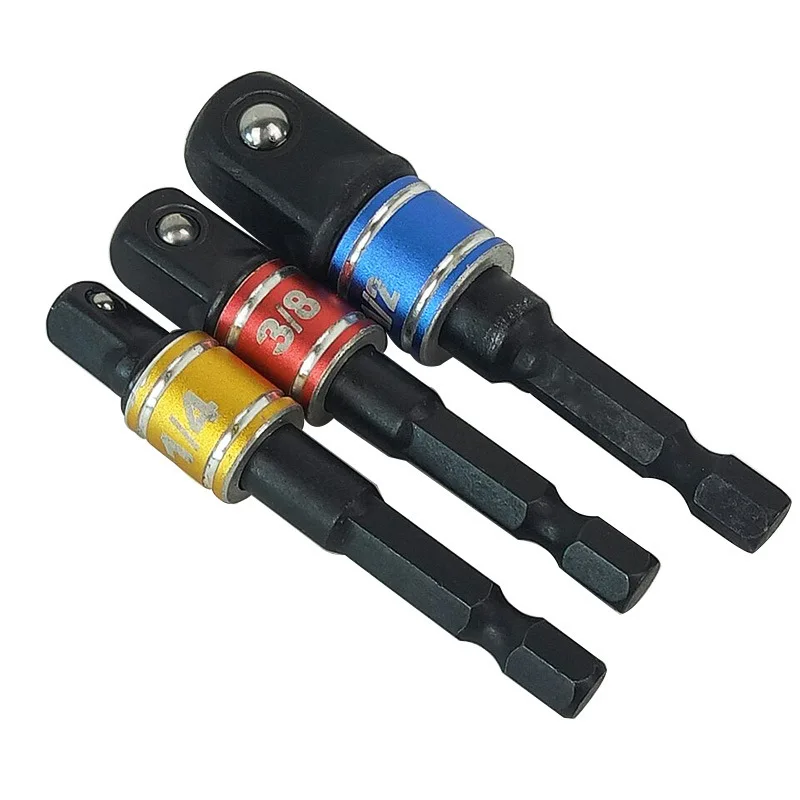 

3 Sizes Color 1/4 "3/8" 1/2 "Steel Socket Adapter Hex Shank Set Extension Drill Bits Bar Hex Bit Set Power Tools