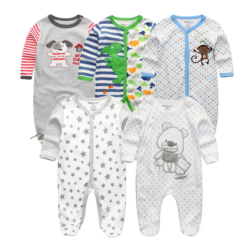 

2019 1/3/4/5PCS/lot Newborn Boys Clothing 0-12M Baby Girl Clothes Baby Rompers Full Sleeve Cotton Jumpsuit Roupa de bebe