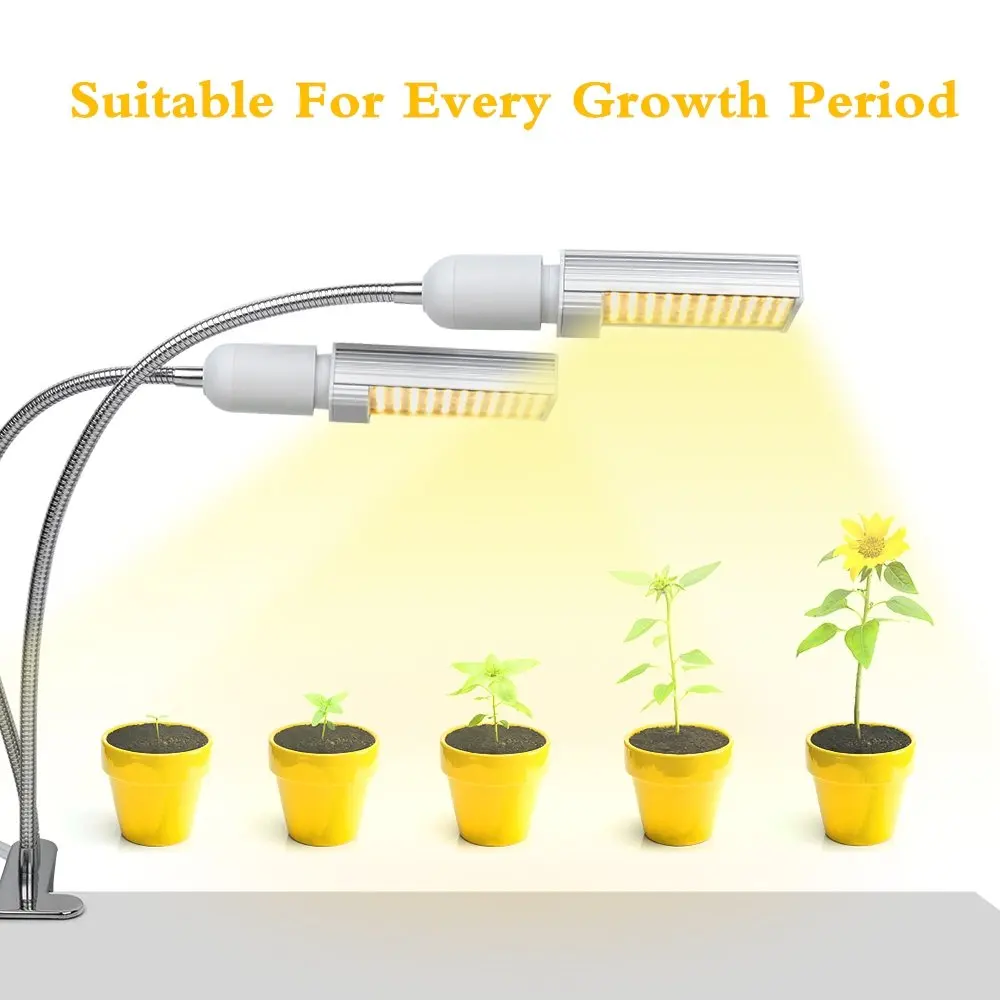 45W Sunlight LED Grow Light For Indoor Plant Greenhouses Full Spectrum Lamp Dual Head Gooseneck With Double Switch | Освещение
