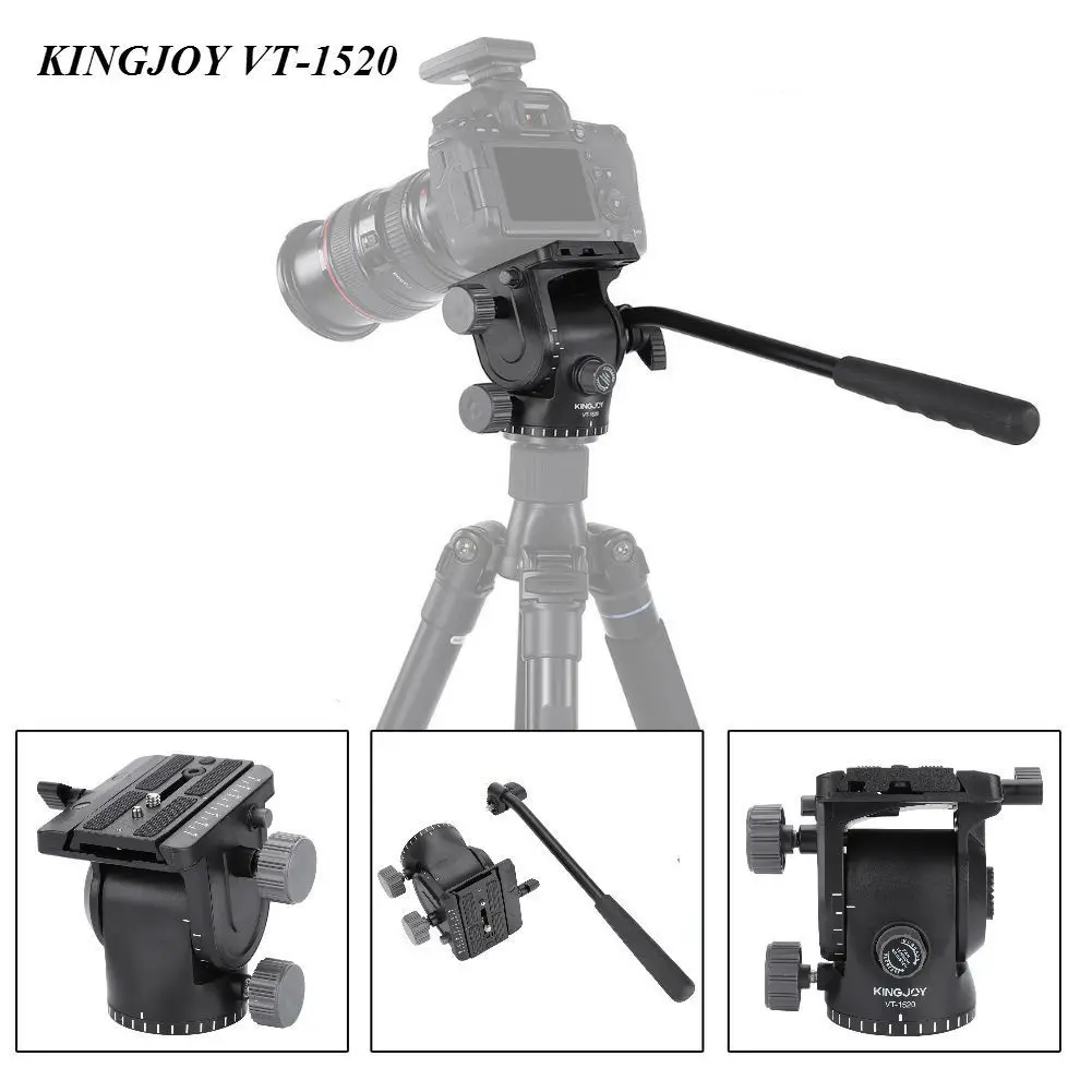 KINGJOY VT 1520 гидравлическая жидкая головка штатива для камеры QR пластина DSLR