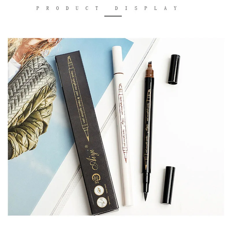

Waterproof Natural Eyebrow Pen Four-claw Eye Brow Tint Makeup Four Colors Eyebrow Pencil Brown Black Grey Red Brush Cosmetics