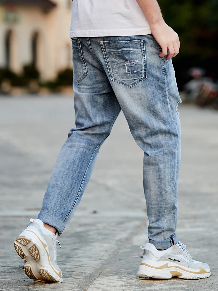 Pioneer Camp 2019 Autumn New Retro Hole Fashion Jeans Men Ankle-Length Pants Cotton Denim Trouser | Мужская одежда