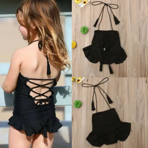 AU/Новинка детский купальник с бретельками и кисточками для маленьких девочек