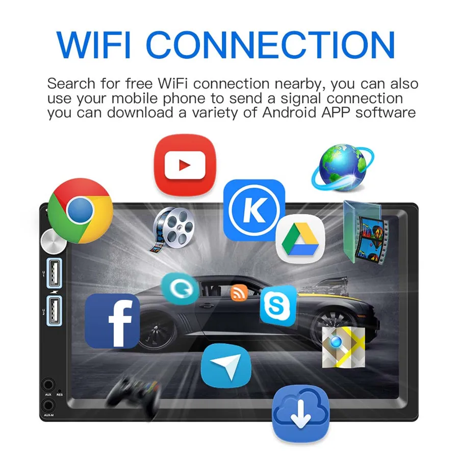 7 дюймов 2 DIN сенсорный экран RAM 1G ROM 16G автомобильный аудио стерео Android 8 1 BT wifi GPS
