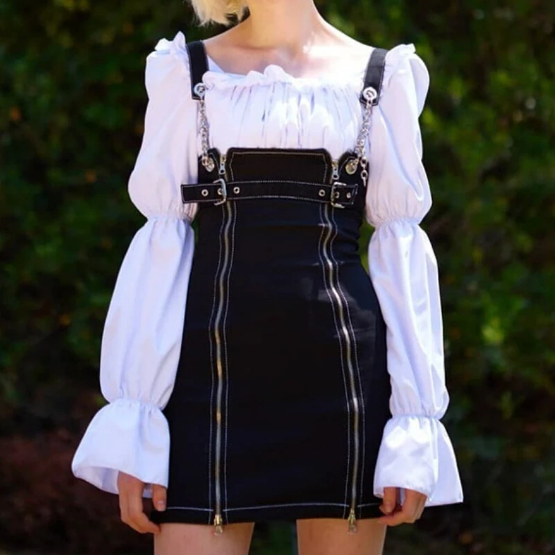 Женские джинсовые мини-комбинезоны юбки Dungaree повседневная юбка на подтяжках с