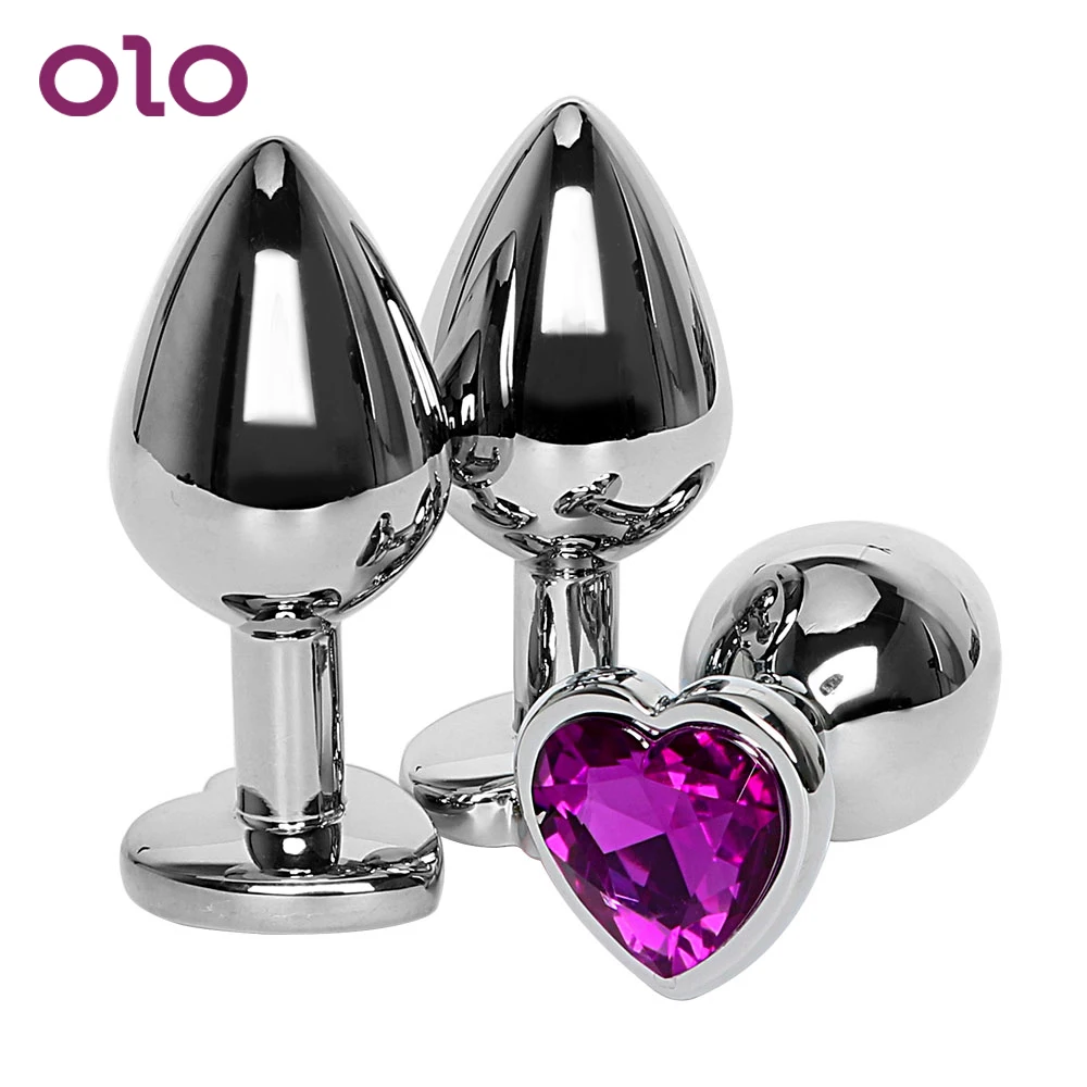 OLO Stainless Steel Anal Plug Prostate Massager Butt Crystal Jewelry Heart Shaped Sex Toys For Women Men Adult | Красота и здоровье
