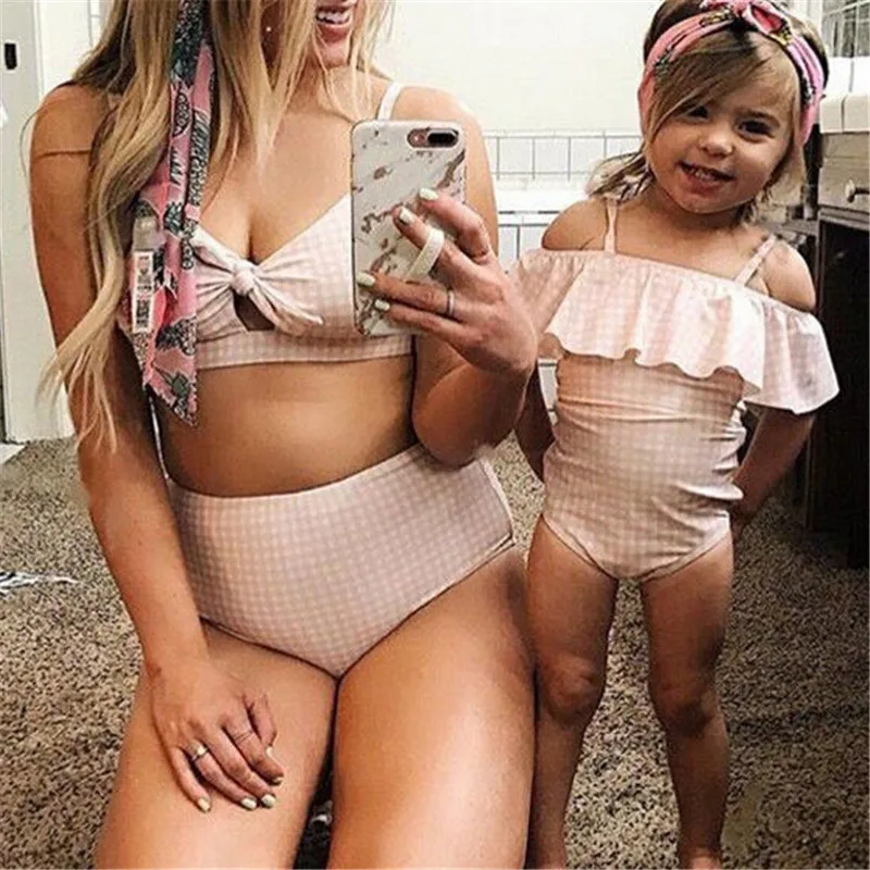Новинка летний купальник для мамы и дочки коллекция 2019 года одежда купания в
