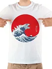 Японская традиционная забавная футболка Kanagawa kaiju с большими волнами, новая летняя белая Повседневная футболка с короткими рукавами для мужчин